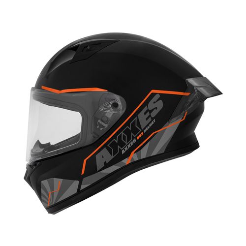 CASCO AXXES INTEGRAL BUSHI NEGRO NARANJA BRILLO