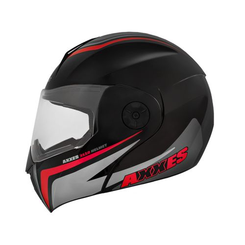CASCO AXXES ABATIBLE TROCK NEGRO ROJO BRILLO
