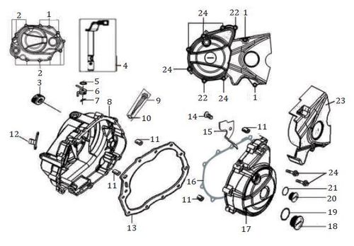 CUBIERTA CADENA CUBIERTA CLUTCH-CUBIERTA VOLANTE MRX