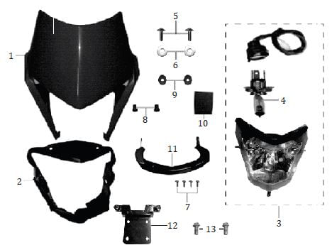 SOPORTE INFERIOR CARENAJE FAROLA ENDURO MRX 125-2021