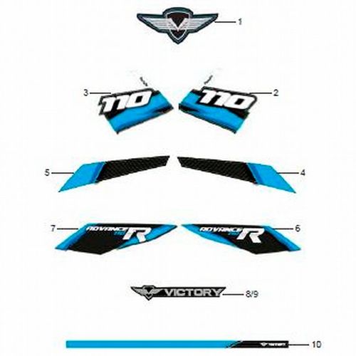 CALCOMANÍA RIN DEL. - TRAS. MOTO NEGRO-ROJO-MOTO BLANCO-ROJO  ADVANCE R 110