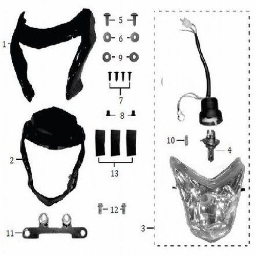 SOPORTE INFERIOR CARENAJE FAROLA MRX 150