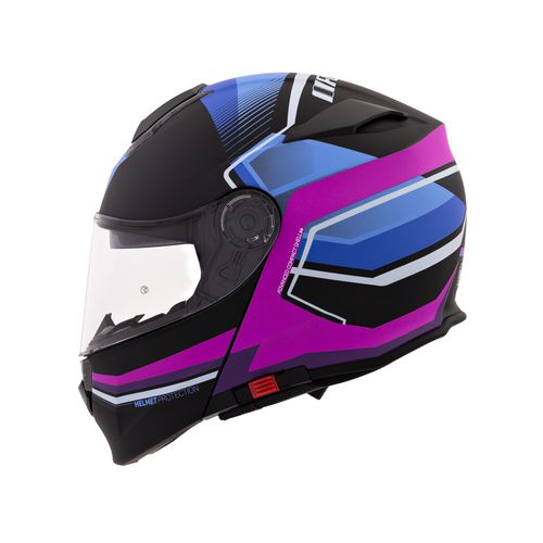 CASCO ABATIBLE ZZ119 COMANDO NEGRO AZUL PURPURA MATE