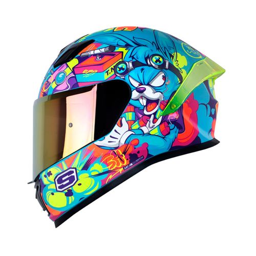 CASCO INTEGRAL SHAFT 559 PYRO AZUL NARANJA NEGRO SM CL